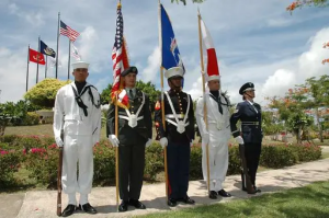 Soldiers presenting the colors
